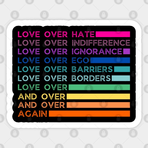 Love over hate Love over indifference Love over Ignorance Love over Ego Love over Sticker by JustBeSatisfied